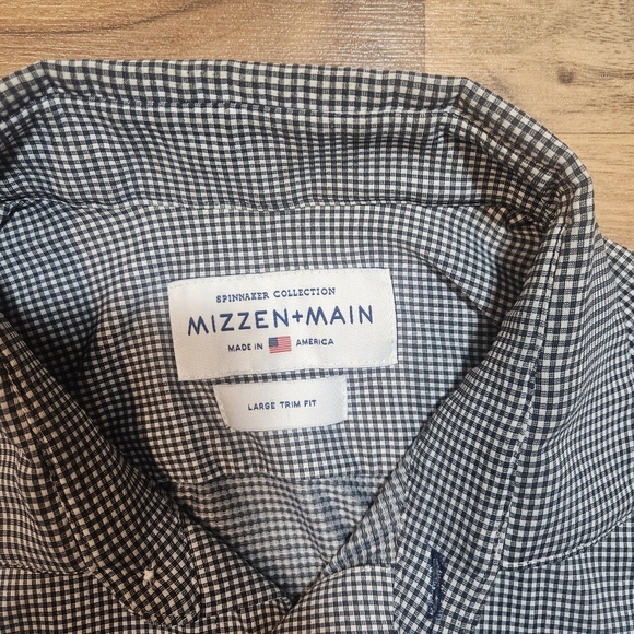 Mizzen+Main Spinnaker Trim Fit Shirt Large Black White Check Made in USA - Picture 3 of 7